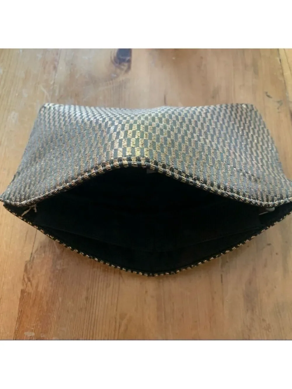 𝅺EUC Vintage Margaret Smith Gardiner Maine 1960’s black gold Clutch Purse Rare!